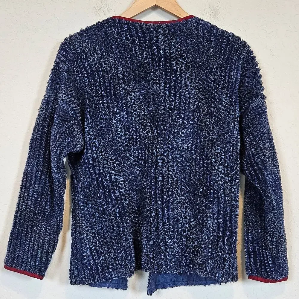 Handmade Terrycloth Blue Open Front Jacket Size‎ Large